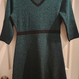 Hippie Rose Teal Dress with Black Waist Trim